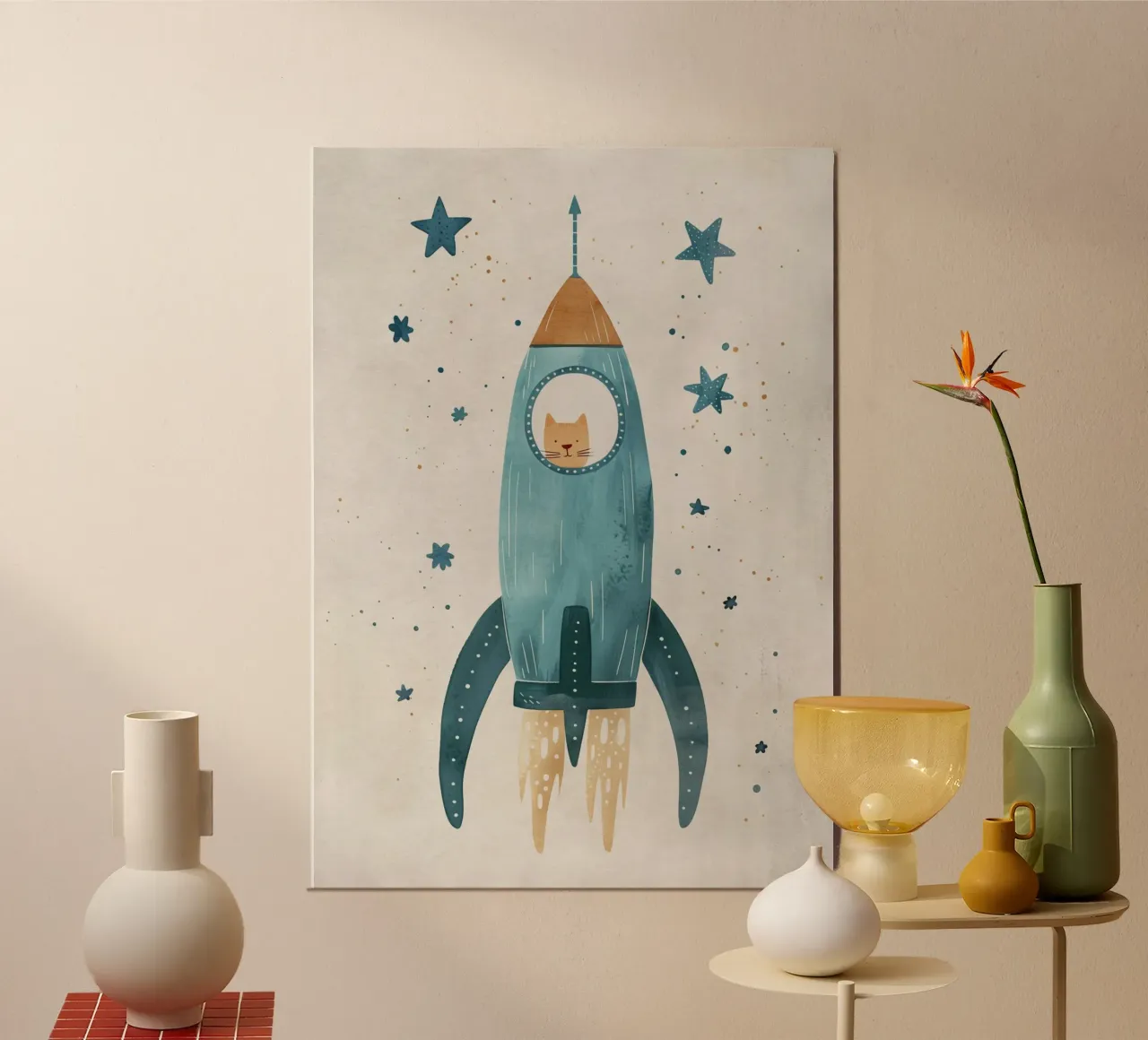 Boho Nursery 16 Space Cat alluminio dibond da Boho Print Collection