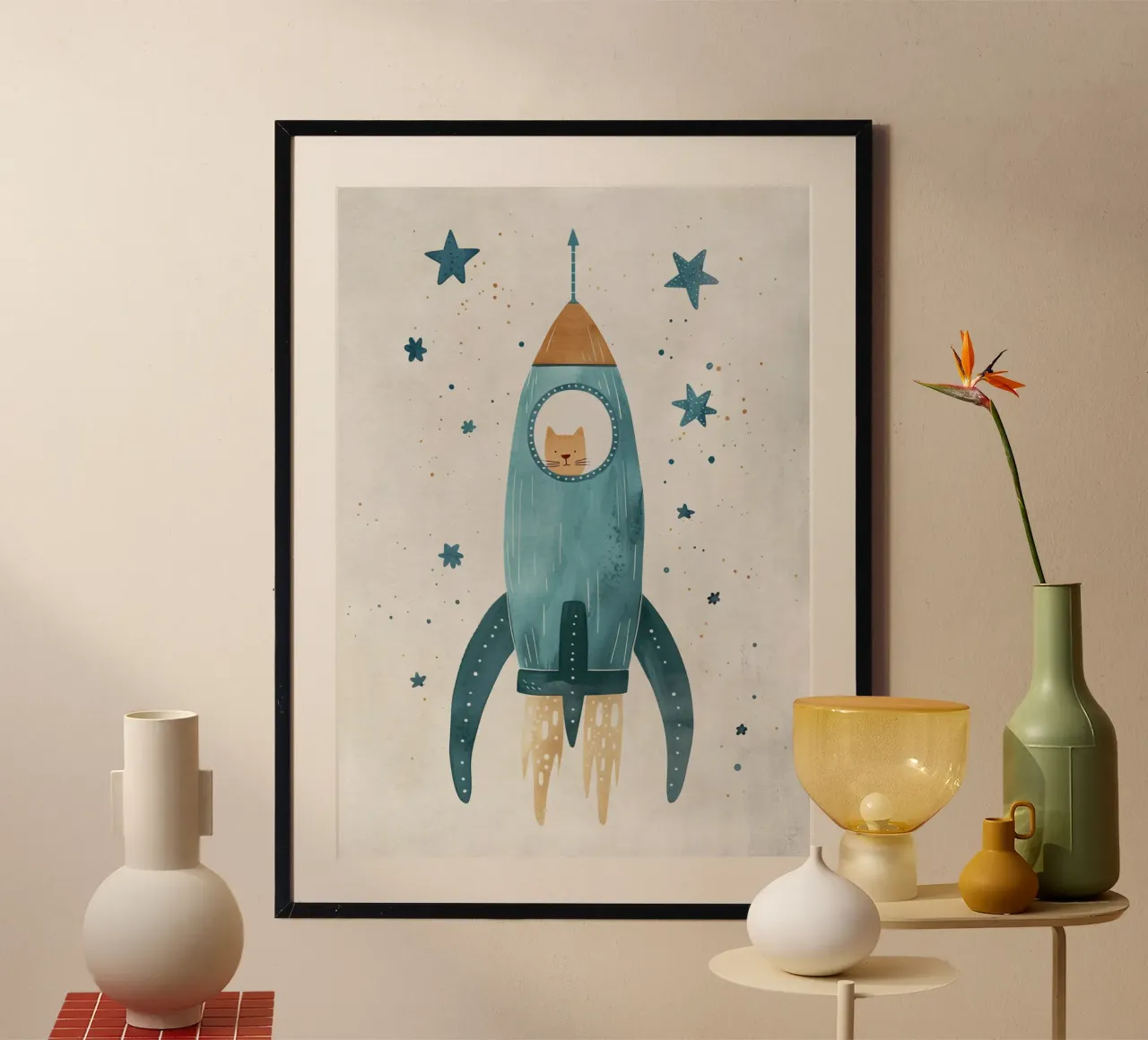 Boho Nursery 16 Space Cat carta hahnemühle da Boho Print Collection