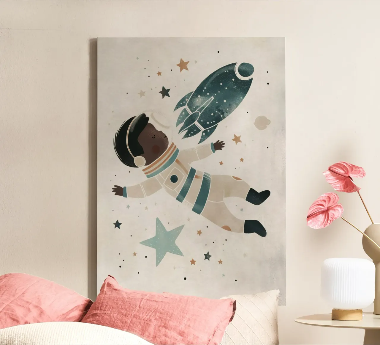 Boho Nursery 17 Astronaut tela con Cornice a cassetta da Boho Print Collection