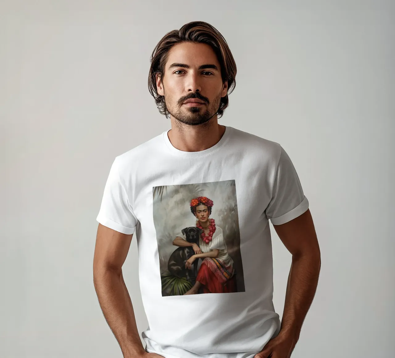 Frida botanica con cane t-shirt da Carinaprint