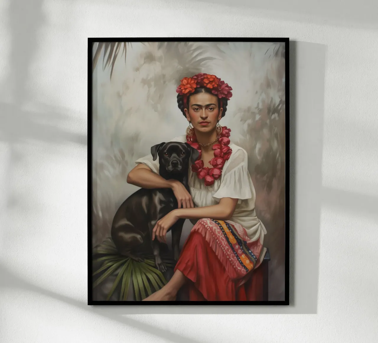 Frida botanica con cane carta hahnemühle da Carinaprint