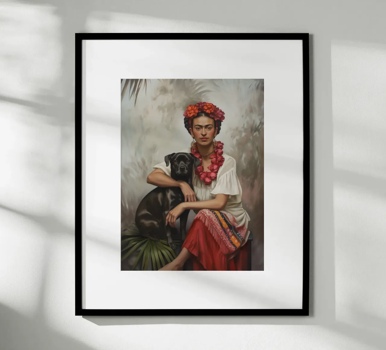 Frida botanica con cane carta hahnemühle da Carinaprint