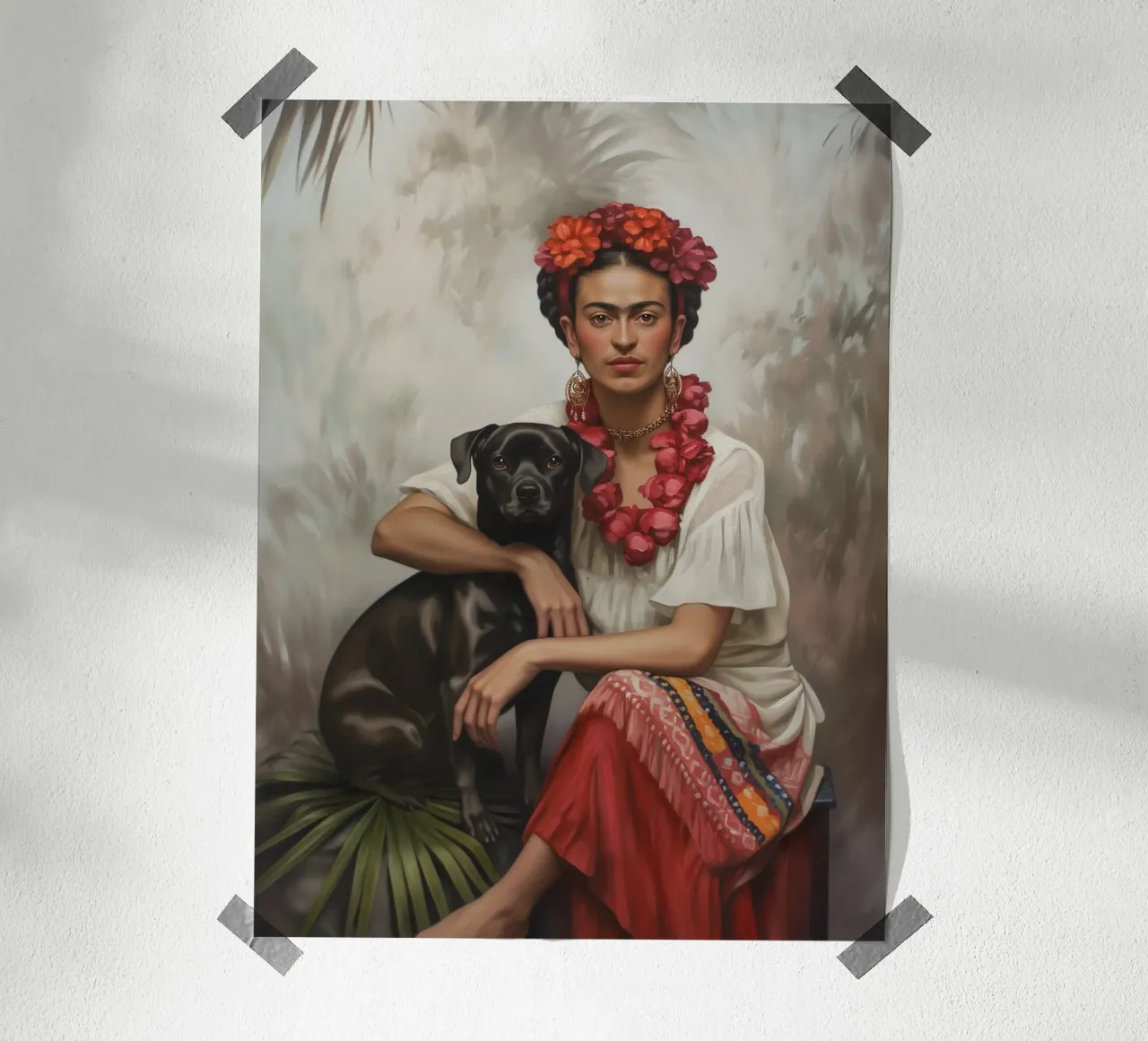 Frida botanica con cane carta hahnemühle da Carinaprint
