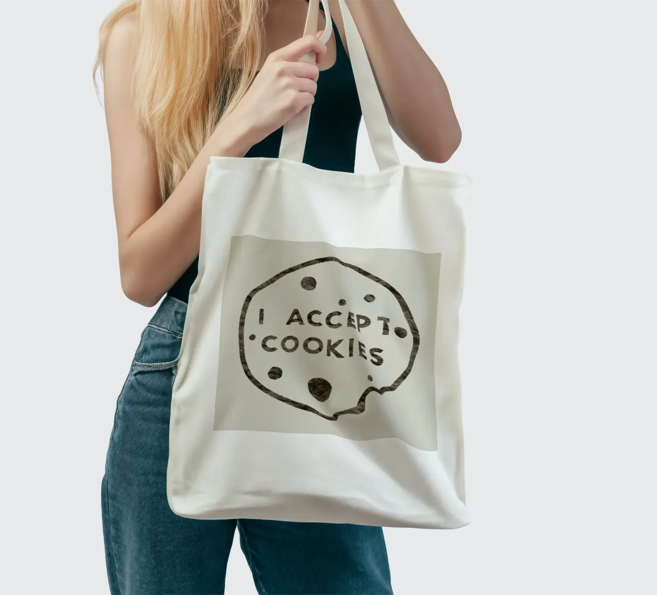 I Accept Cookies borsa in juta da Florent Bodart