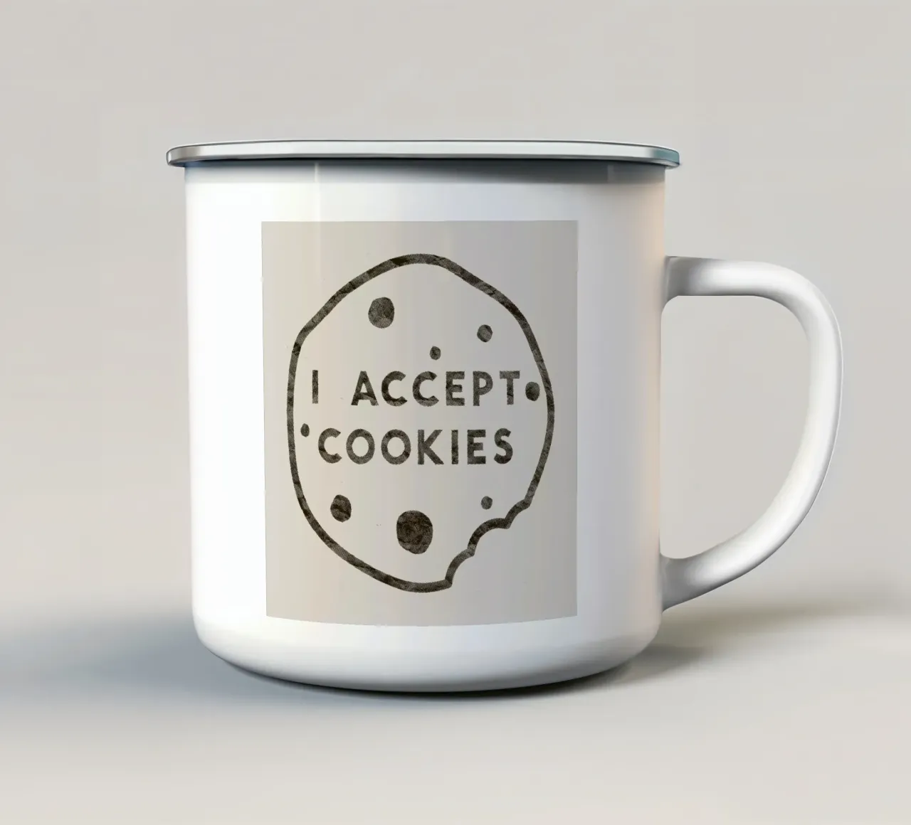 I Accept Cookies tazza in smalto da Florent Bodart