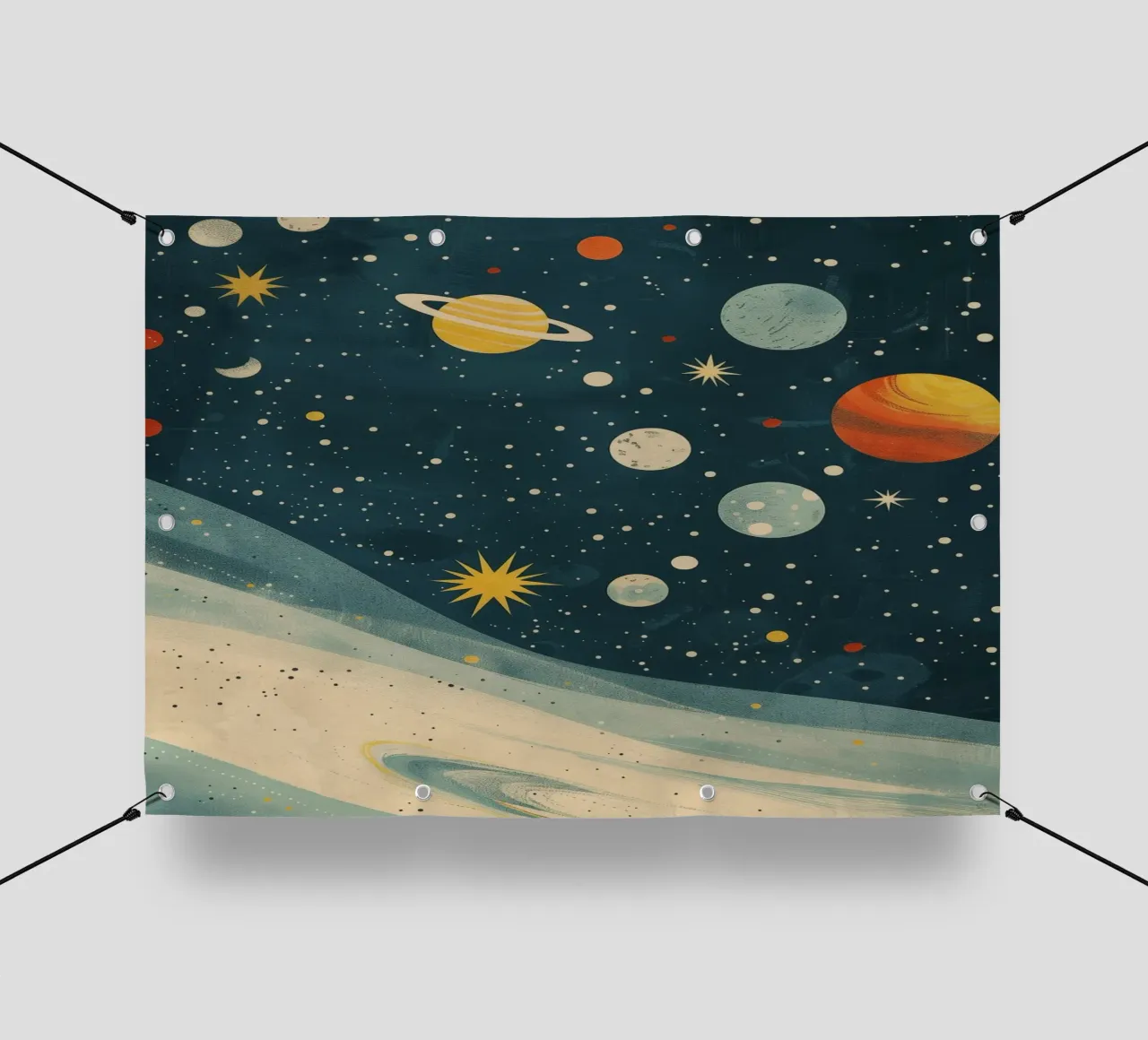 Boho Nursery 17 Planets pvc cover by Boho Print Collection