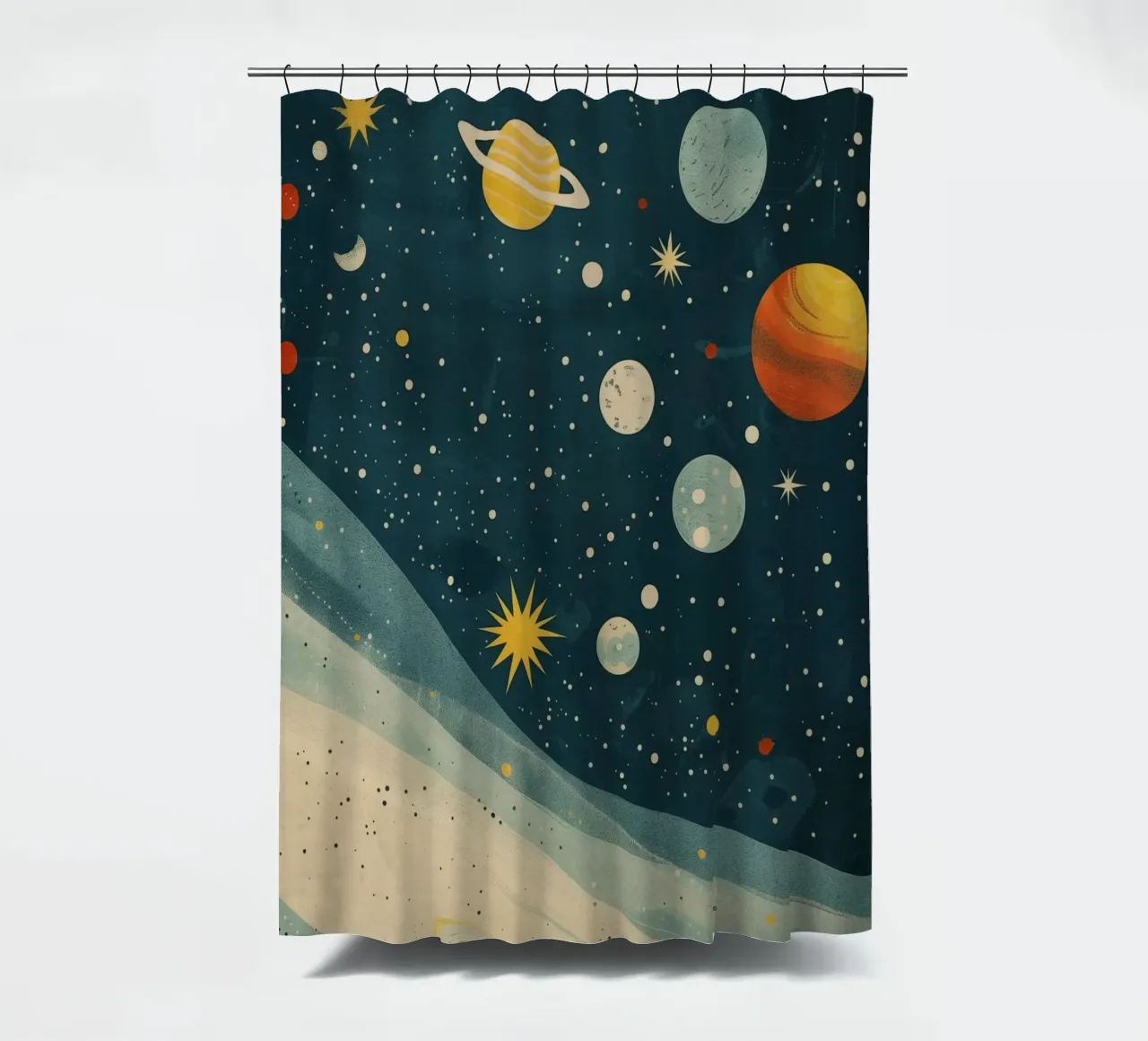 Boho Nursery 17 Planets tenda da doccia da Boho Print Collection