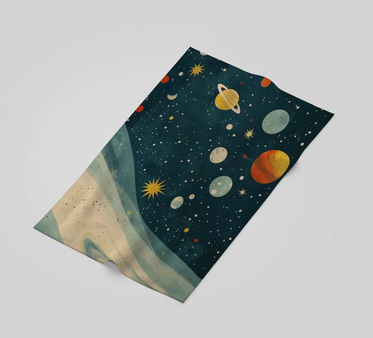 Boho Nursery 17 Planets beach towel by Boho Print Collection