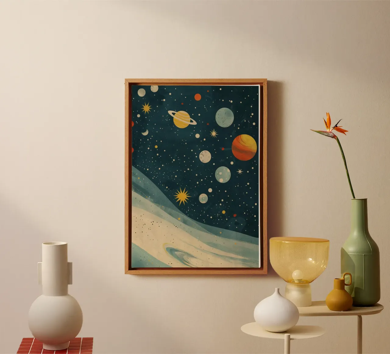 Boho Nursery 17 Planets canvas van Boho Print Collection