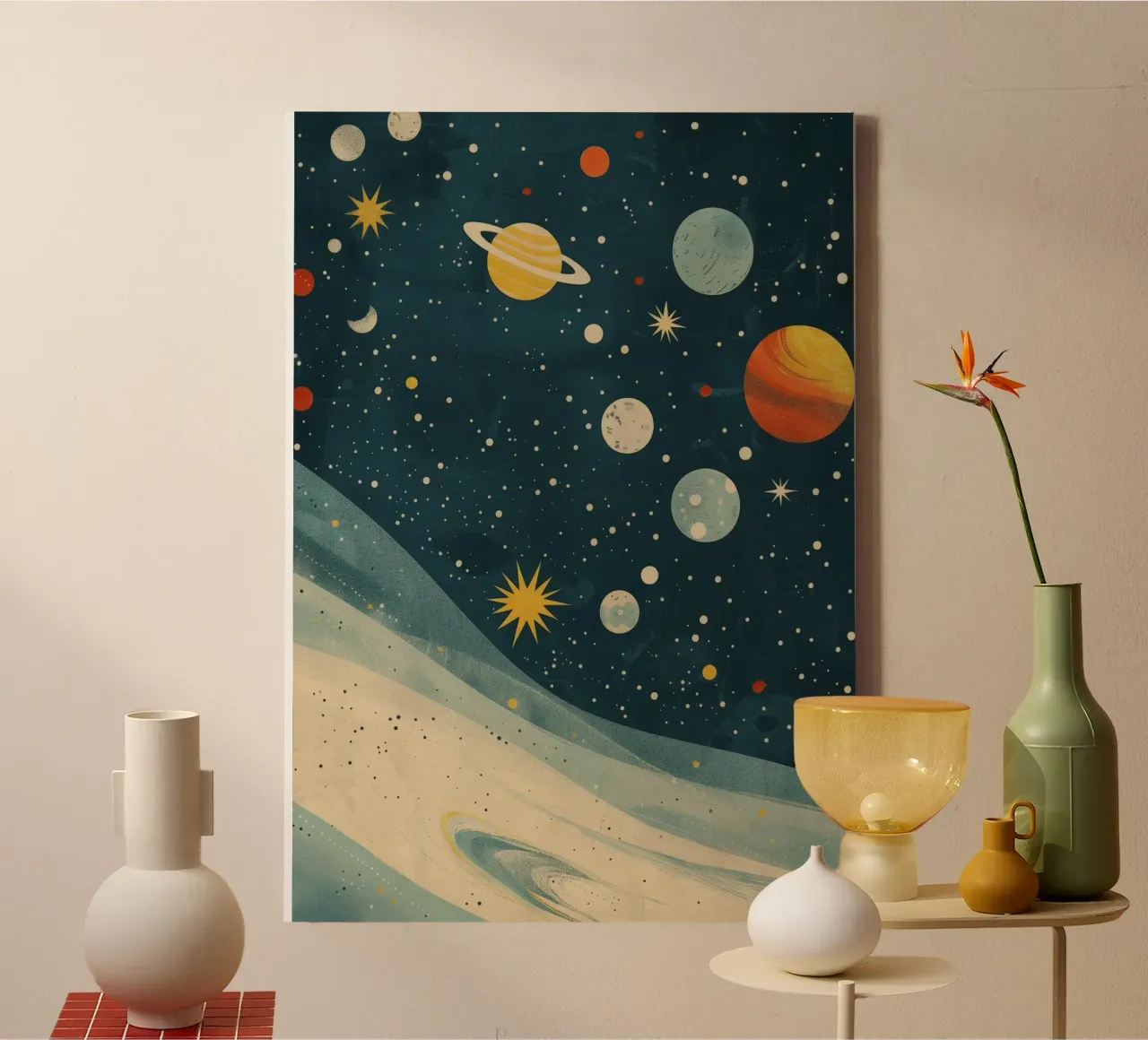 Boho Nursery 17 Planets canvas van Boho Print Collection