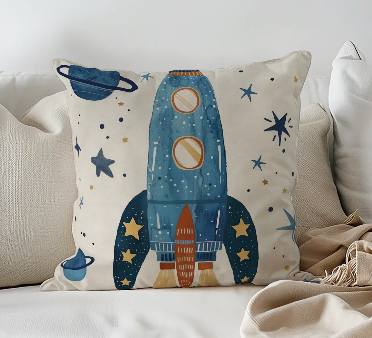 Boho Nursery 17 Rocket cuscino da Boho Print Collection