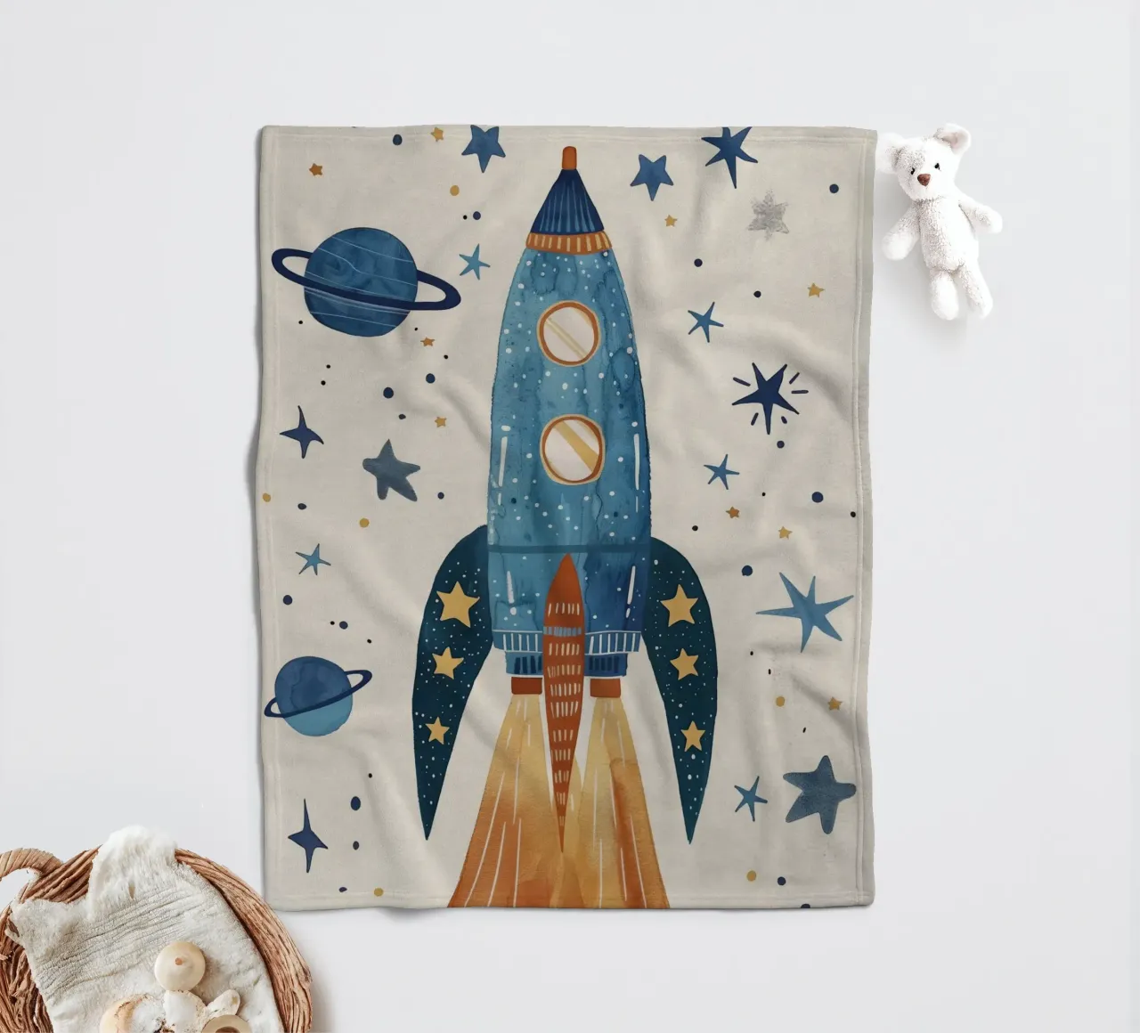 Boho Nursery 17 Rocket coperta in pile da Boho Print Collection