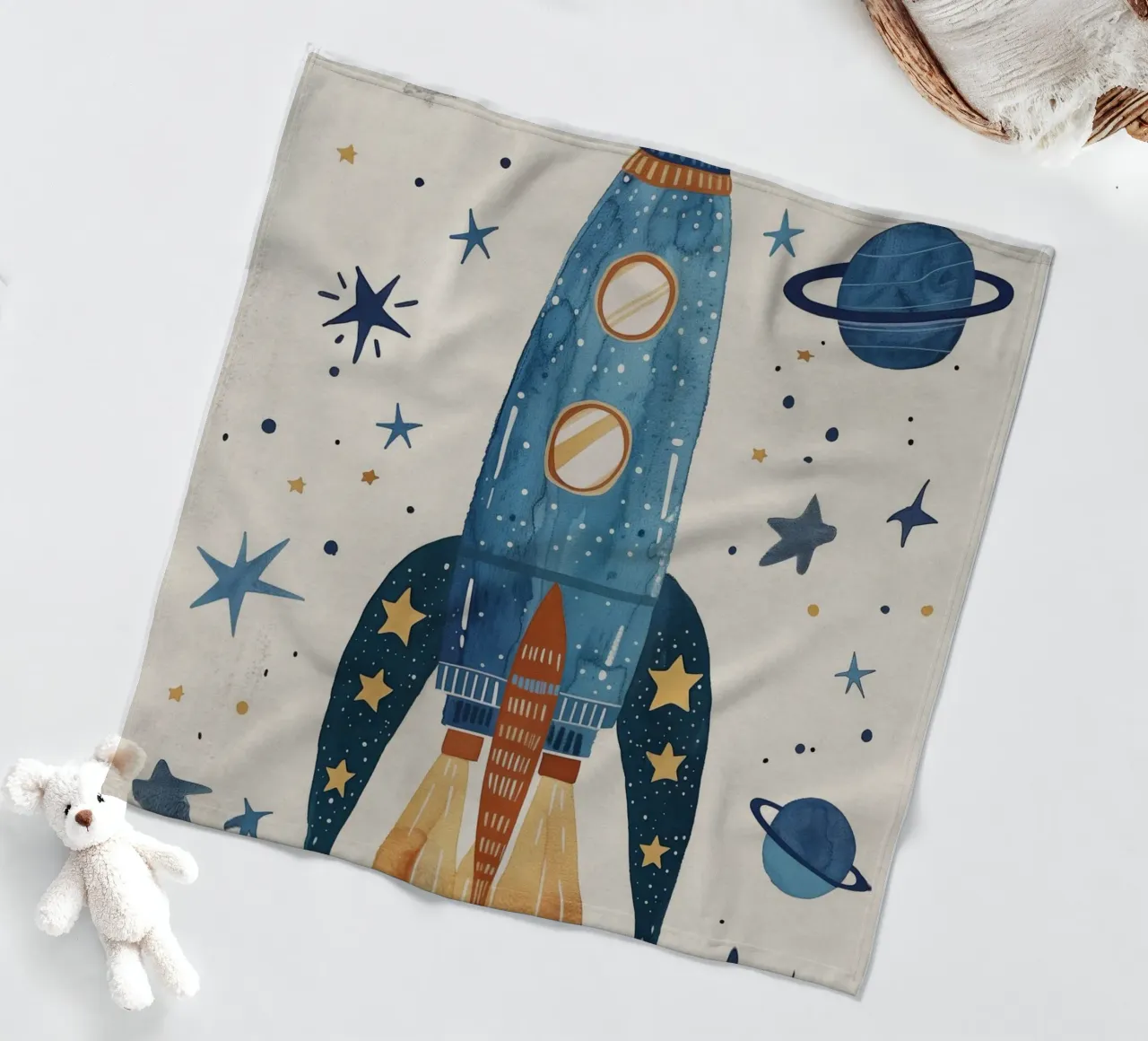 Boho Nursery 17 Rocket coperta in pile da Boho Print Collection