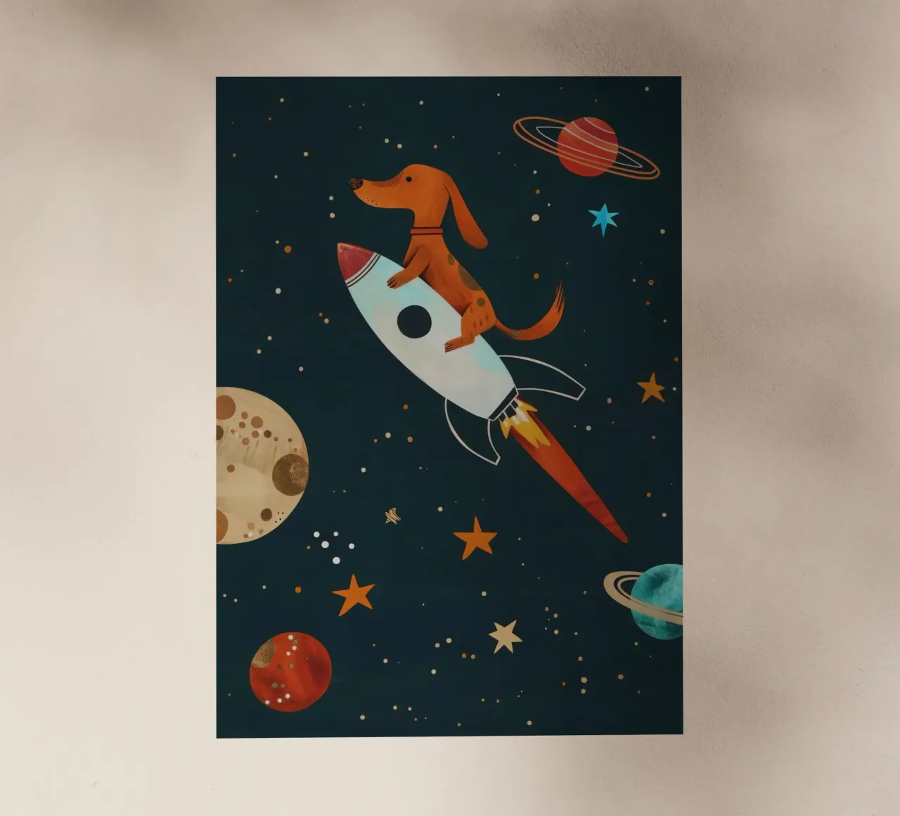Boho Nursery 17 Space Dog pellicola backlit da Boho Print Collection