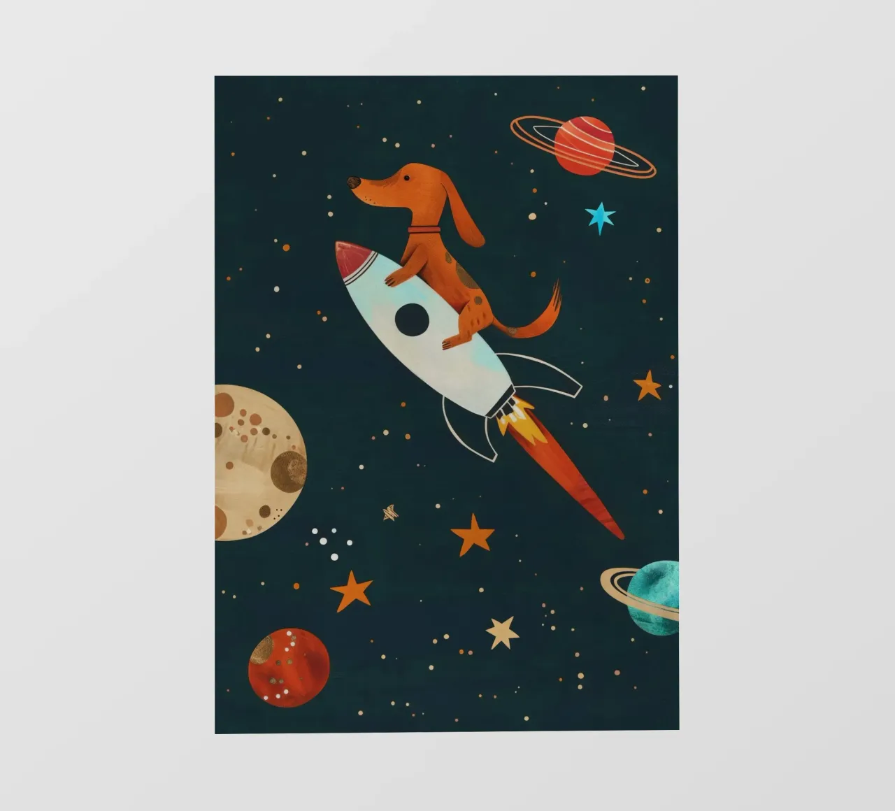Boho Nursery 17 Space Dog pellicola backlit da Boho Print Collection