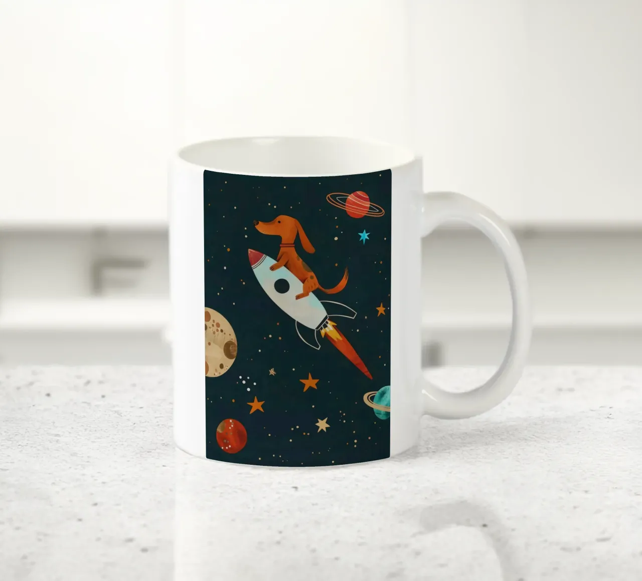 Boho Nursery 17 Space Dog tazza in ceramica da Boho Print Collection