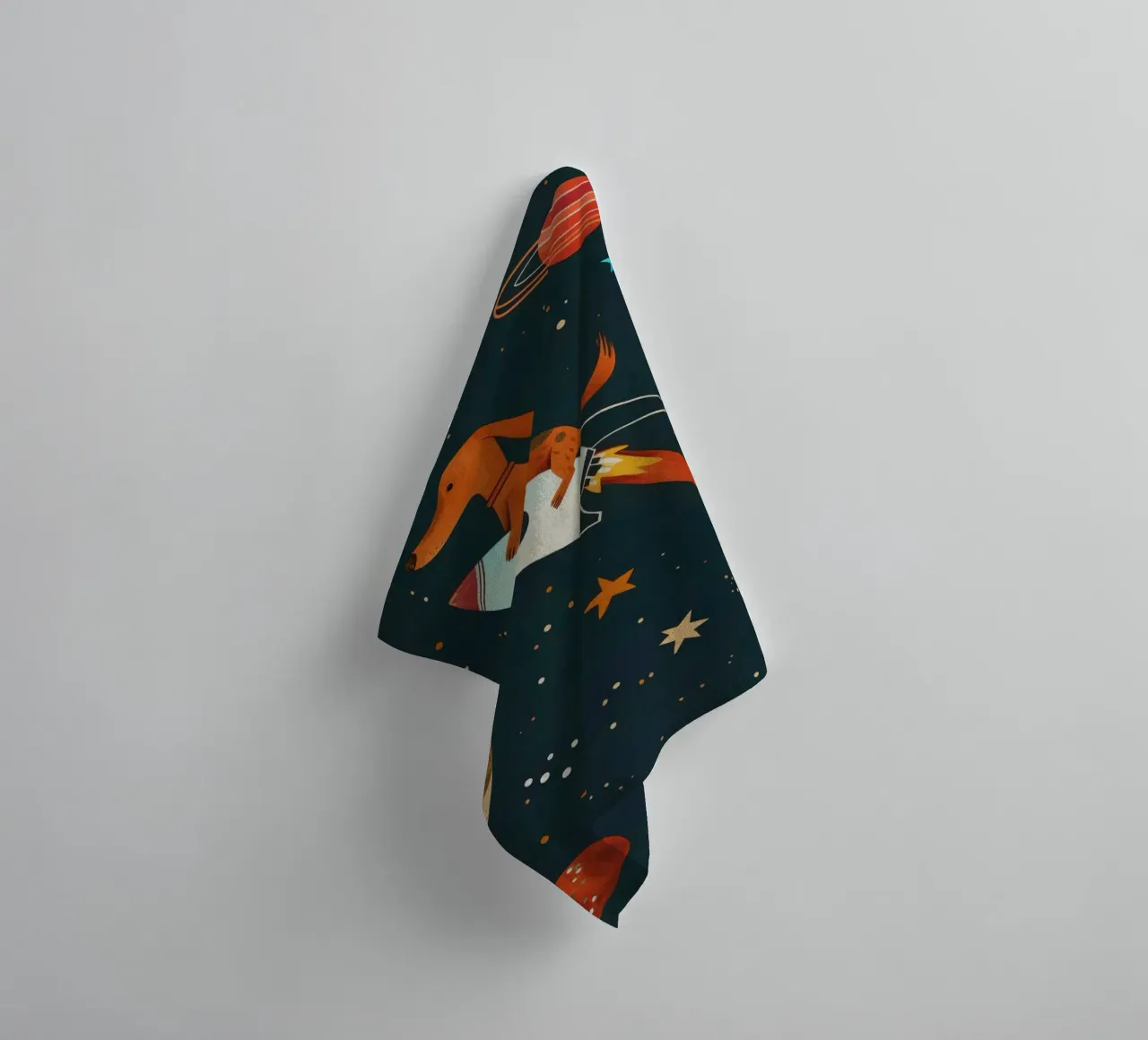Boho Nursery 17 Space Dog asciugamano da bagno da Boho Print Collection