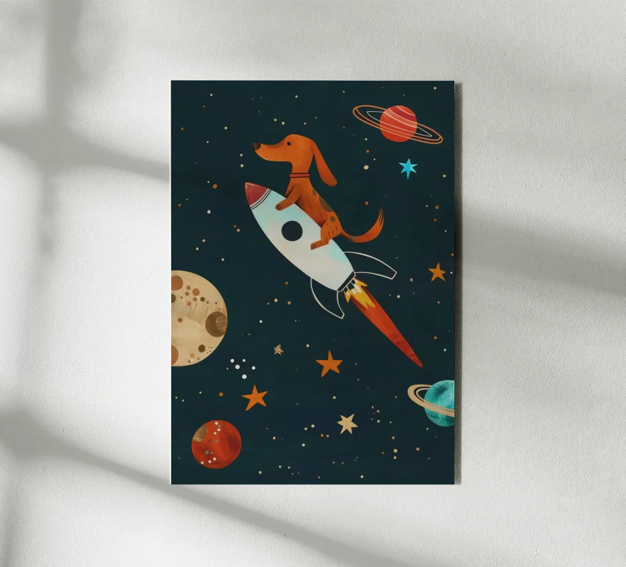 Boho Nursery 17 Space Dog alluminio dibond da Boho Print Collection