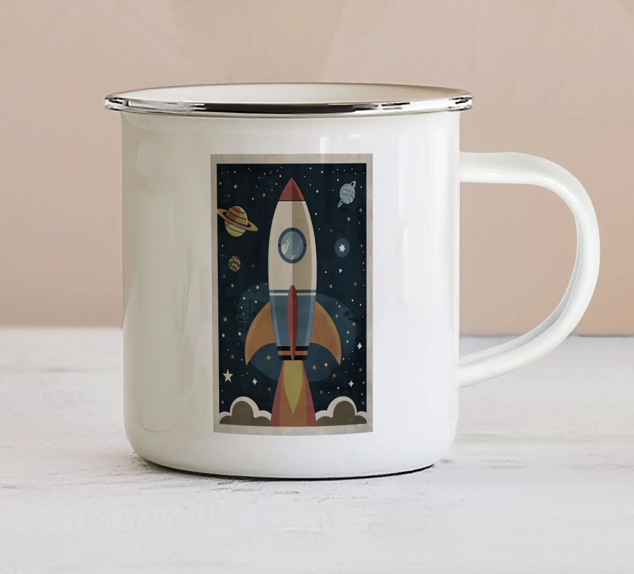 Boho Nursery 18 Rocket tazza in smalto da Boho Print Collection