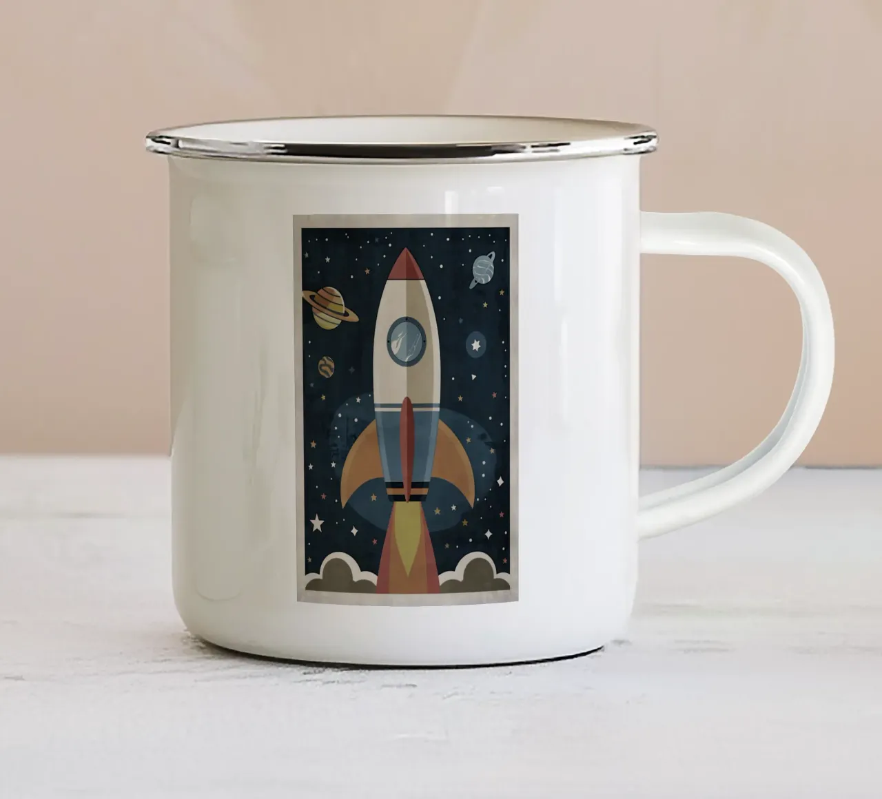 Boho Nursery 18 Rocket emaille mok van Boho Print Collection