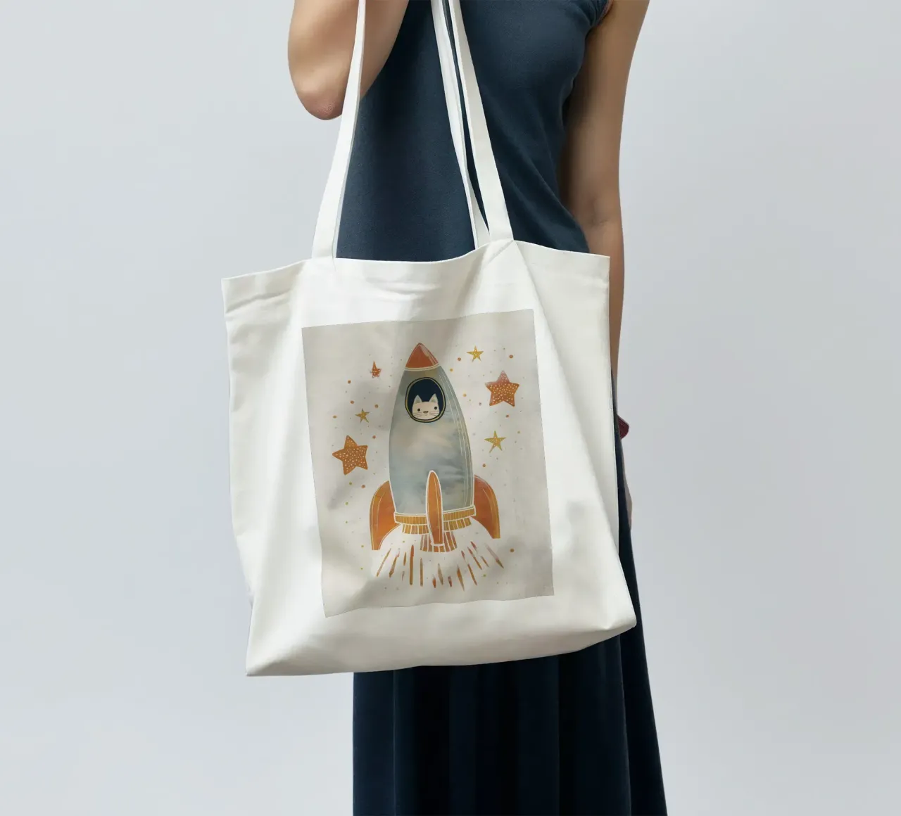 Boho Nursery 18 Space Cat borsa in juta da Boho Print Collection