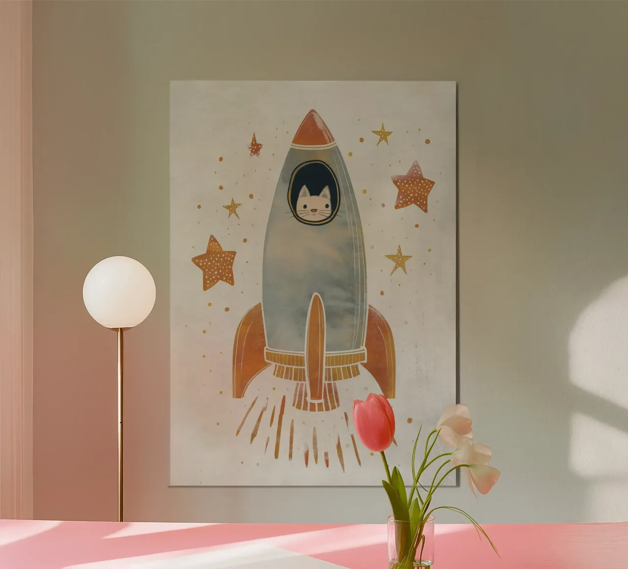 Boho Nursery 18 Space Cat carta hahnemühle da Boho Print Collection