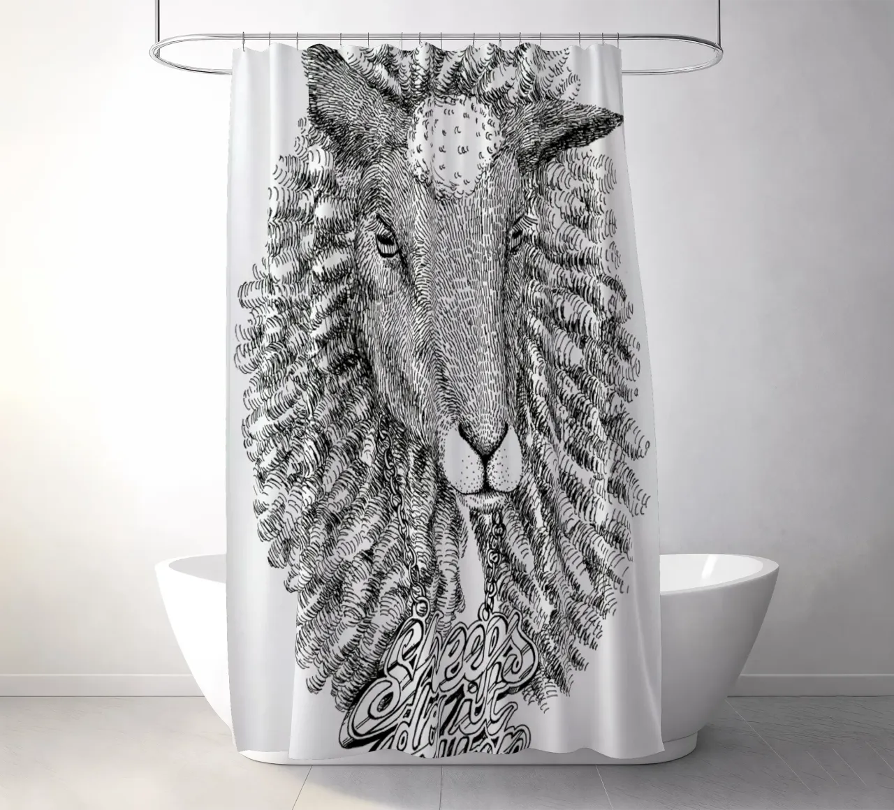 Sheeps Do It Better tenda da doccia da Anna Fietta