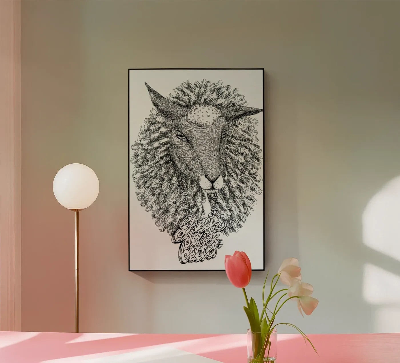 Sheeps Do It Better acryl van Anna Fietta