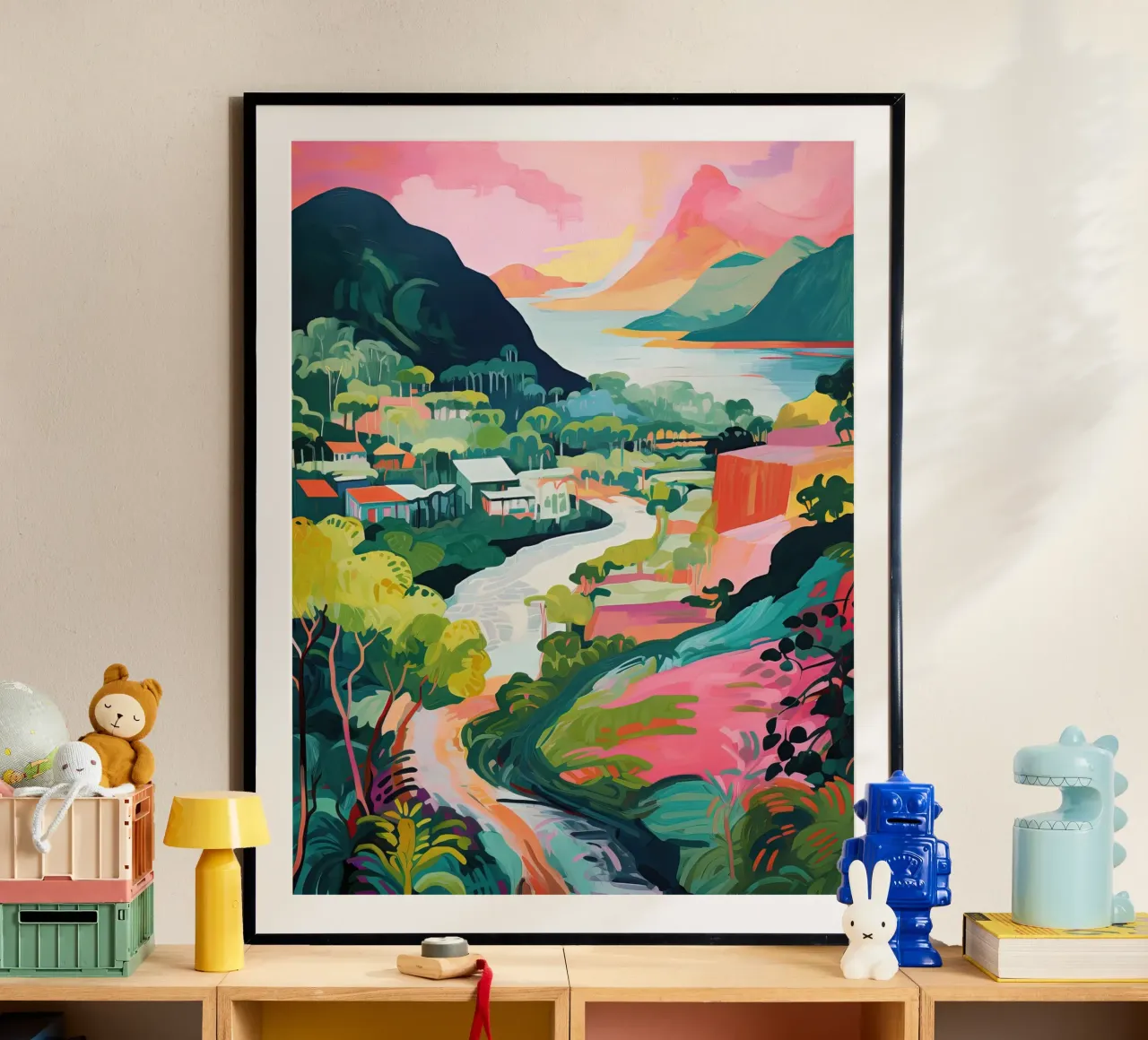 See, Bergstadt - Reisekunst Poster von Peaches Art Prints