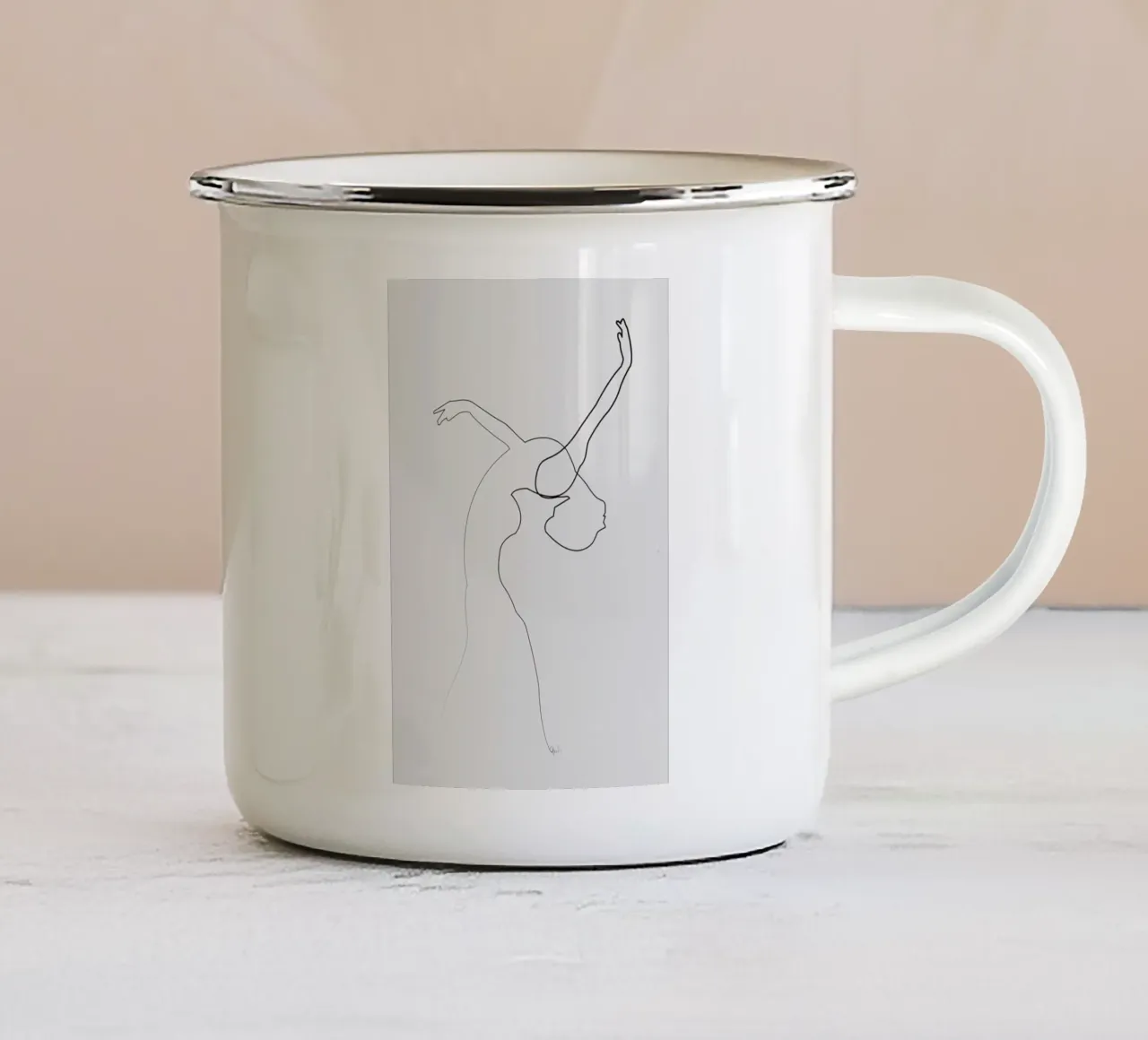 One Line Dancer Emaille Tasse von Quibe