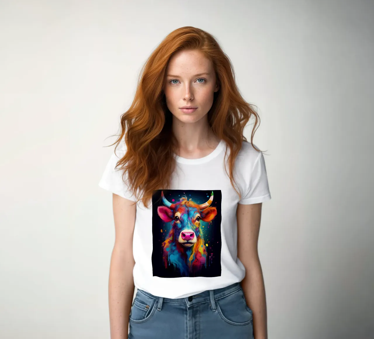 Cow t-shirt ajusté pour femmes de Art Unleashed