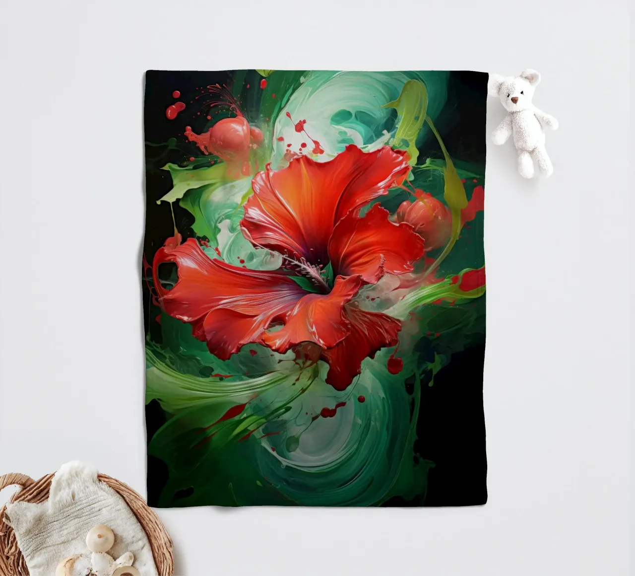 Hibiscus coperta in pile da Art Unleashed