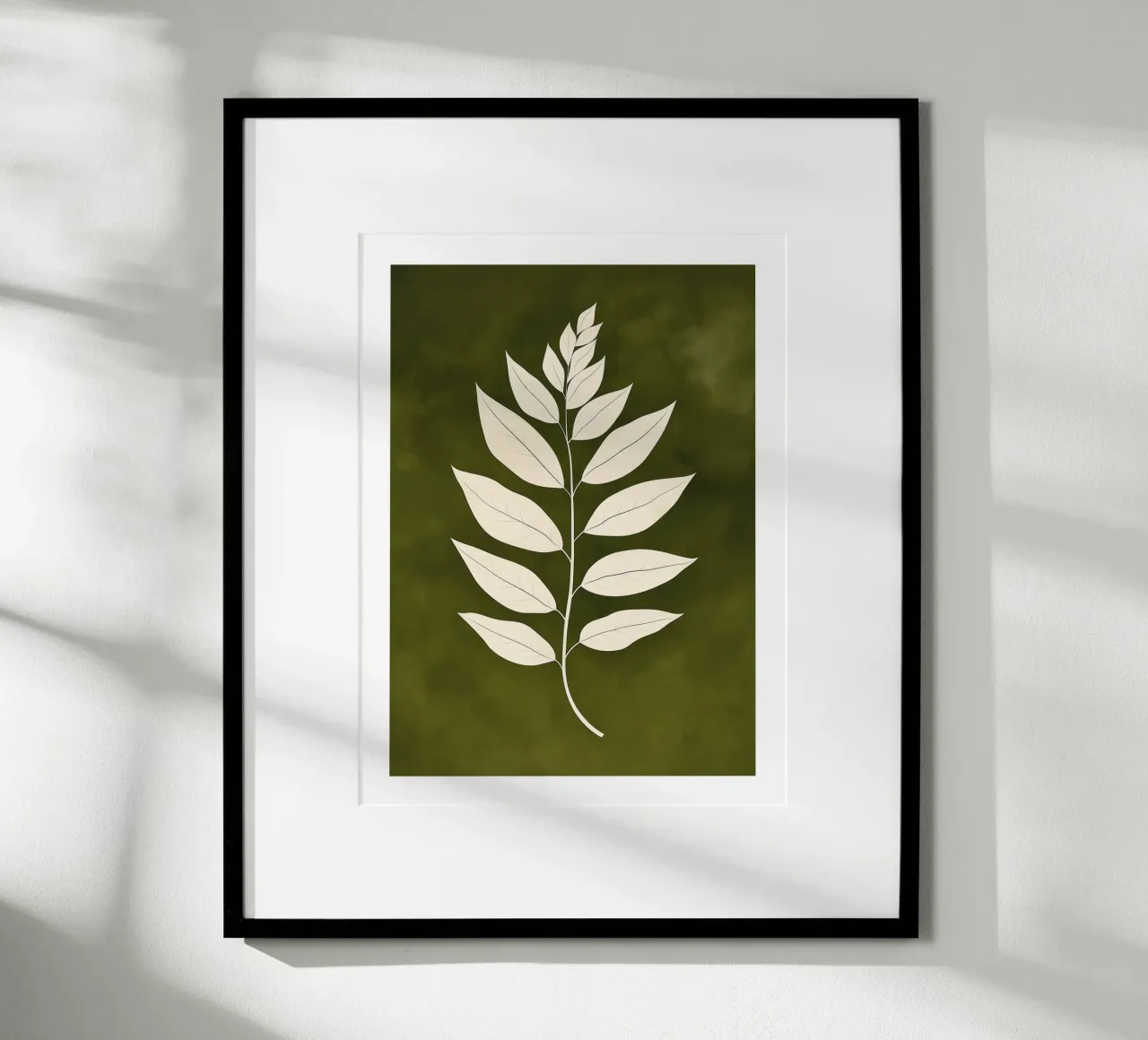 Elegant leaves on a green background poster by DWA