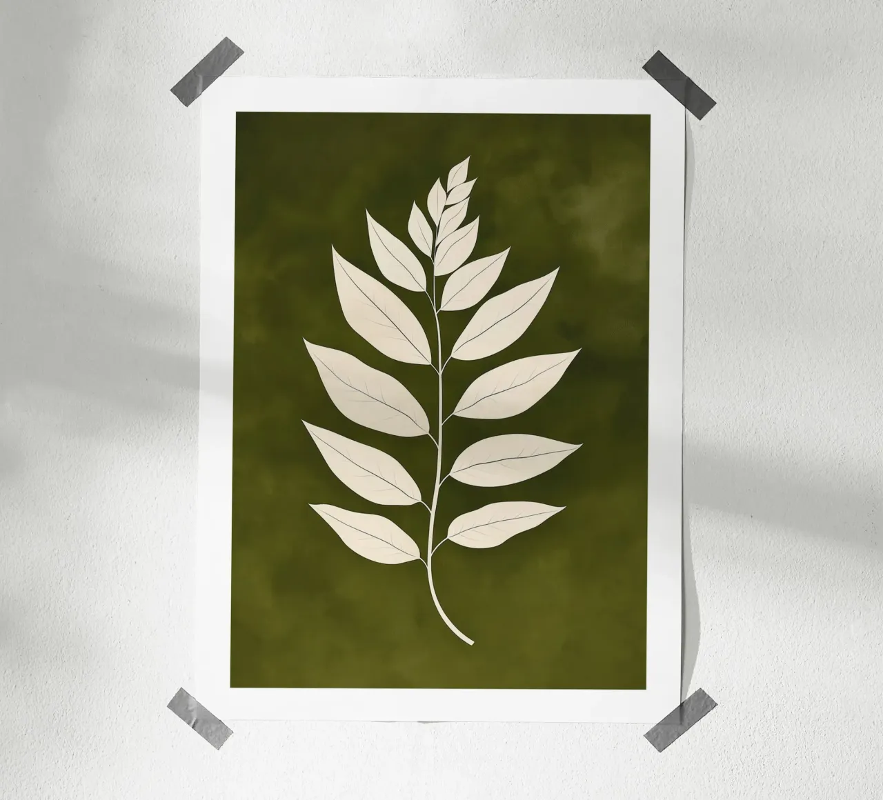 Elegant leaves on a green background poster by DWA