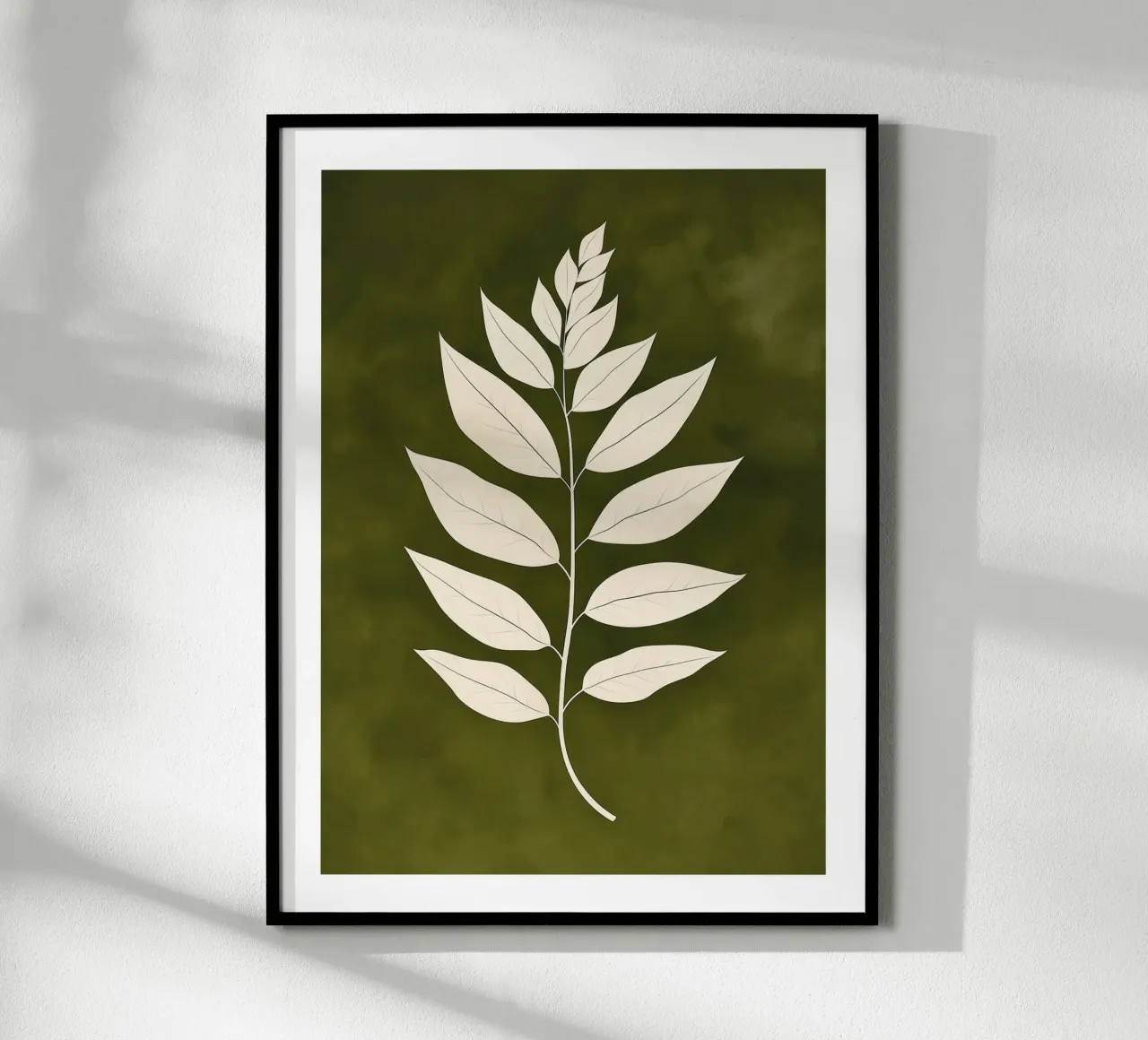 Elegant leaves on a green background poster by DWA
