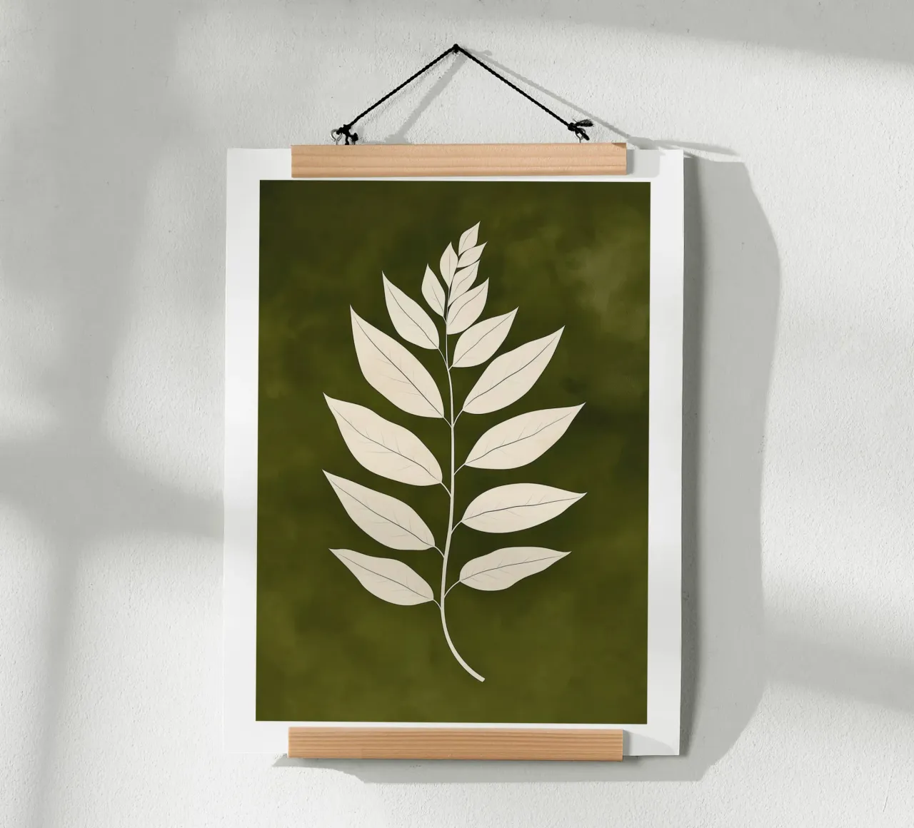 Elegant leaves on a green background poster by DWA