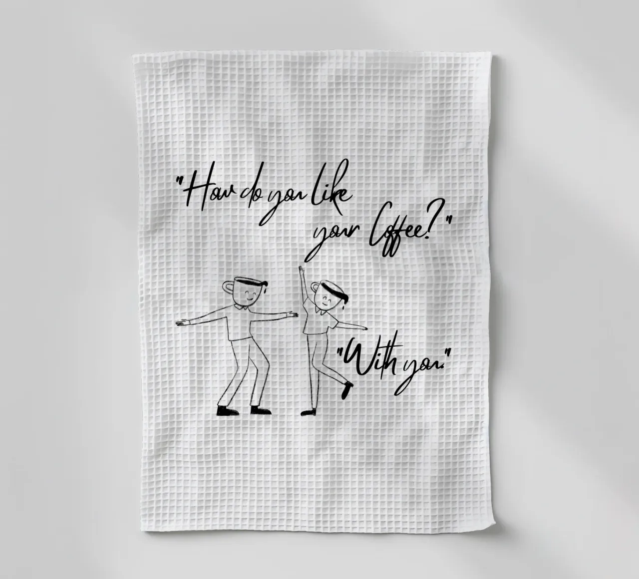 "Come ti piace il tuo caffè?". "Con te". canovaccio da cucina da ArtDesign by KBK
