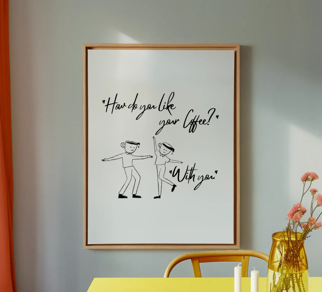 "Come ti piace il tuo caffè?". "Con te". tela da ArtDesign by KBK