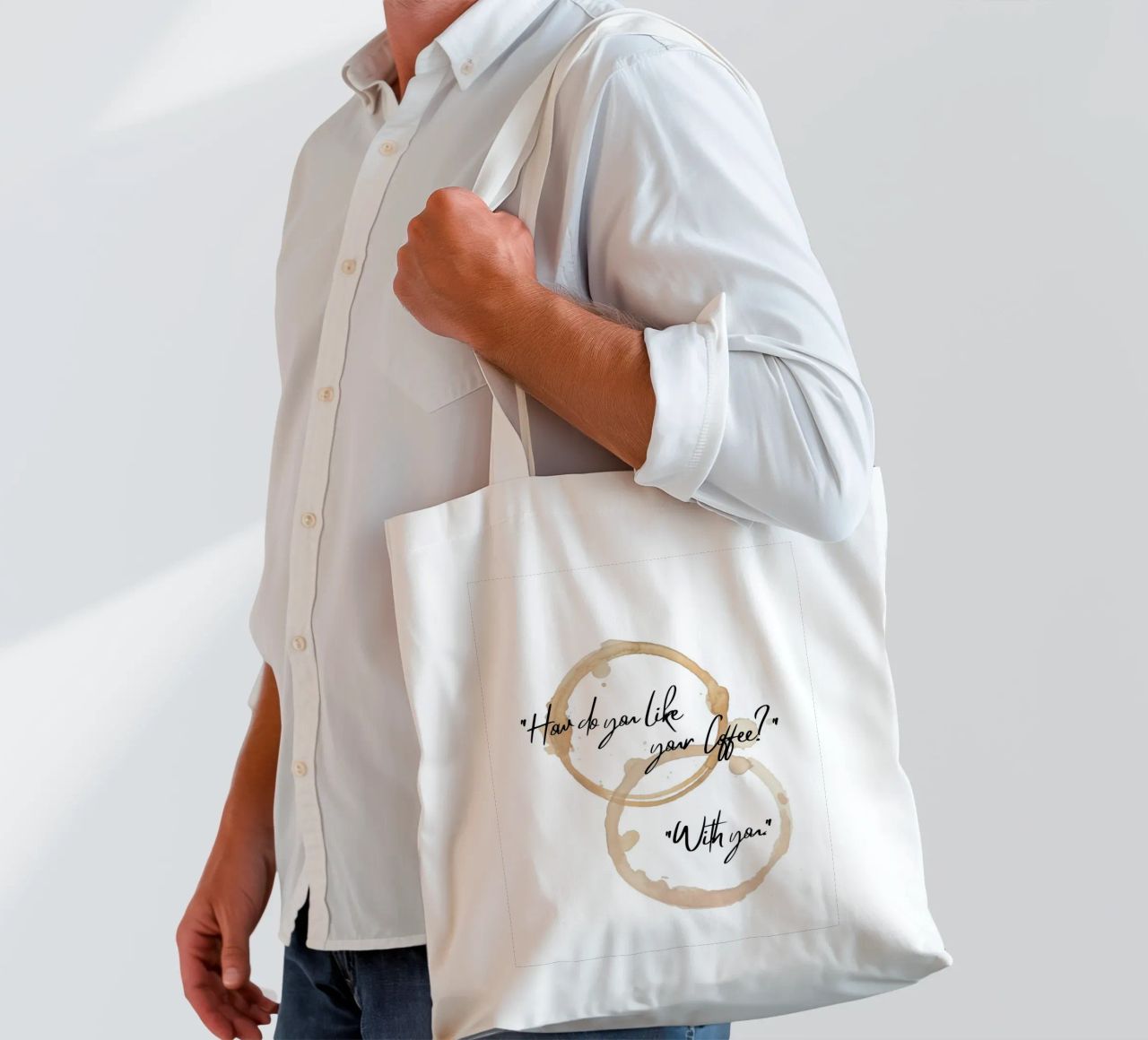 "Come ti piace il tuo caffè?". "Con te". II borsa in juta da ArtDesign by KBK