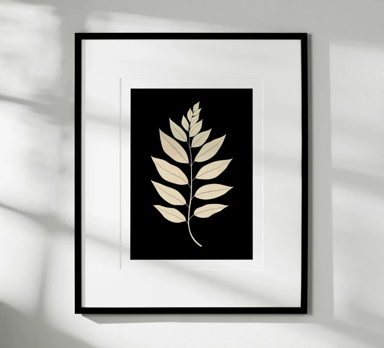 Elegant blad op zwarte achtergrond poster van DWA