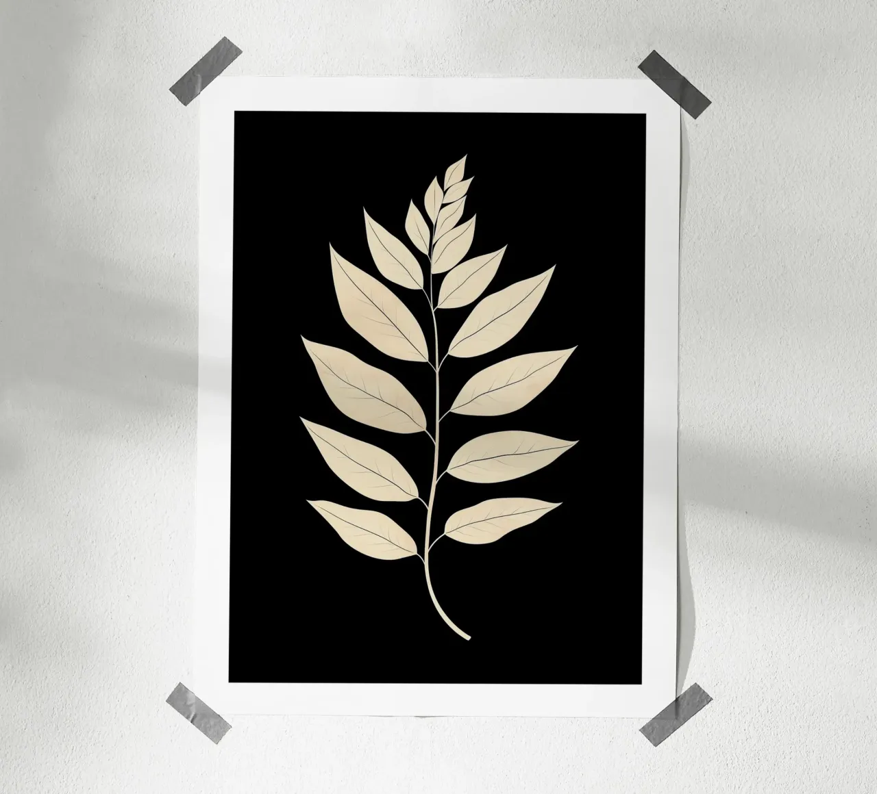 Elegant blad op zwarte achtergrond poster van DWA