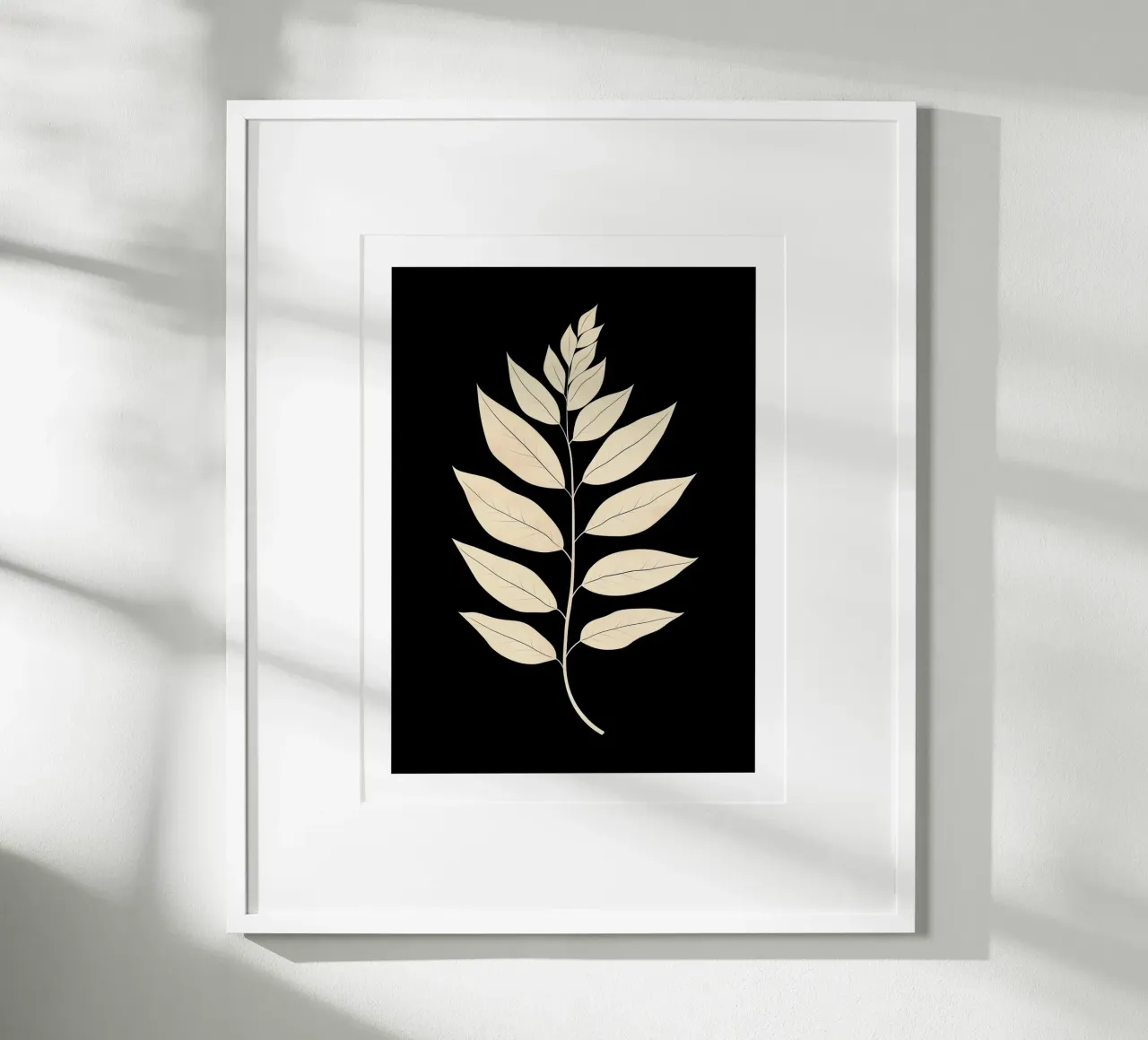 Elegant blad op zwarte achtergrond poster van DWA