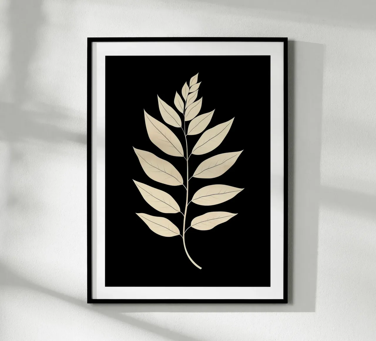 Elegant blad op zwarte achtergrond poster van DWA