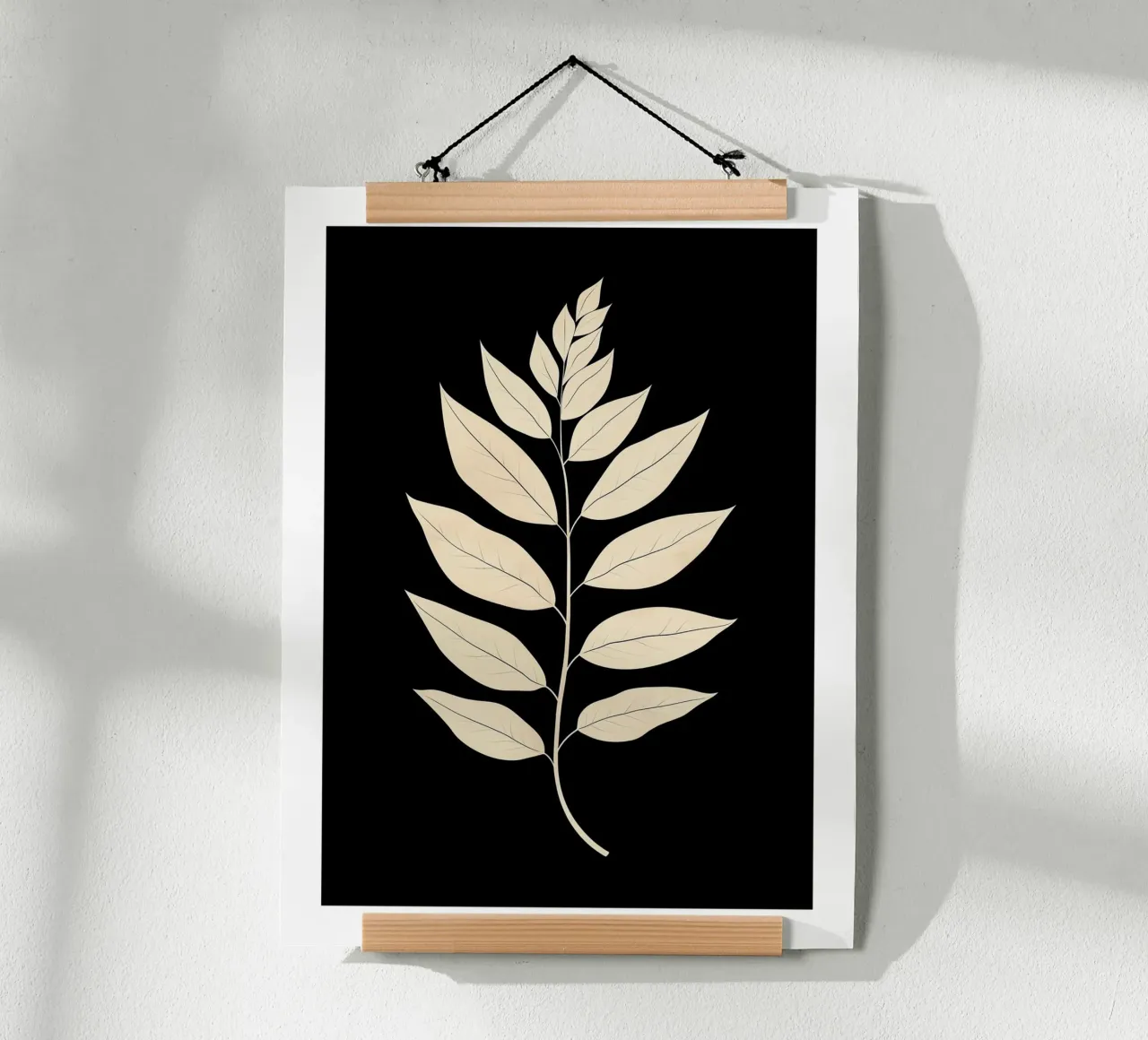 Elegant blad op zwarte achtergrond poster van DWA