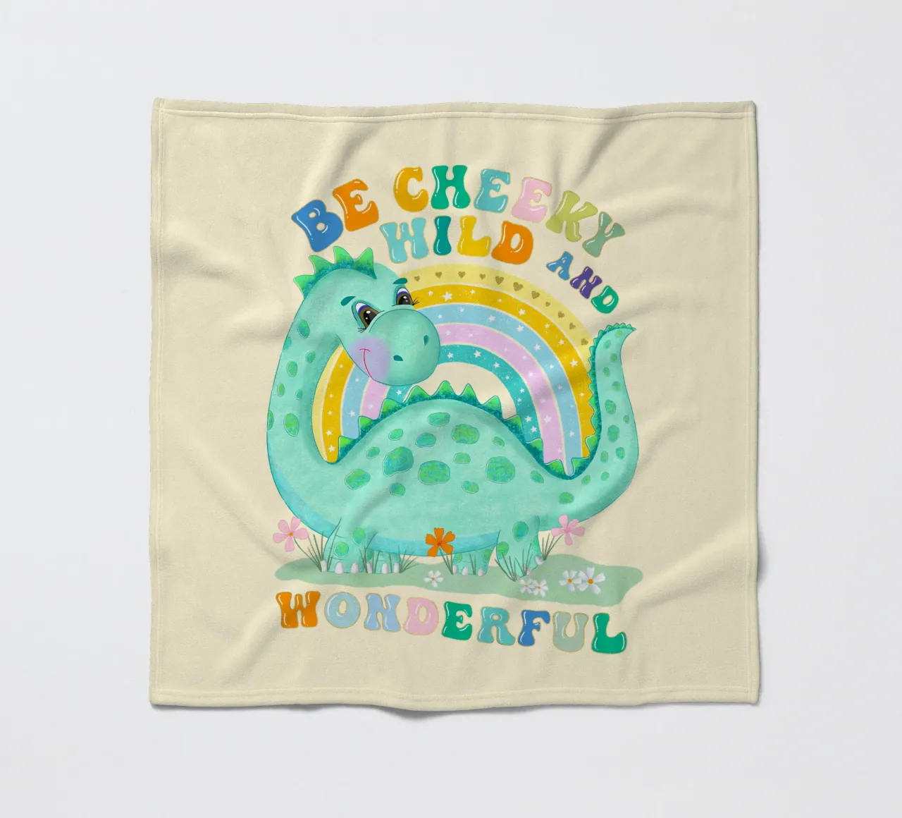 Be Cheeky, Wild and Wonderful. Süßer Dinosaurier, Regenbogen Fleecedecke von CalliLetters