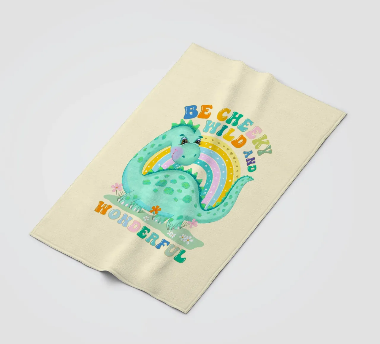Be Cheeky, Wild and Wonderful. Süßer Dinosaurier, Regenbogen Fleecedecke von CalliLetters