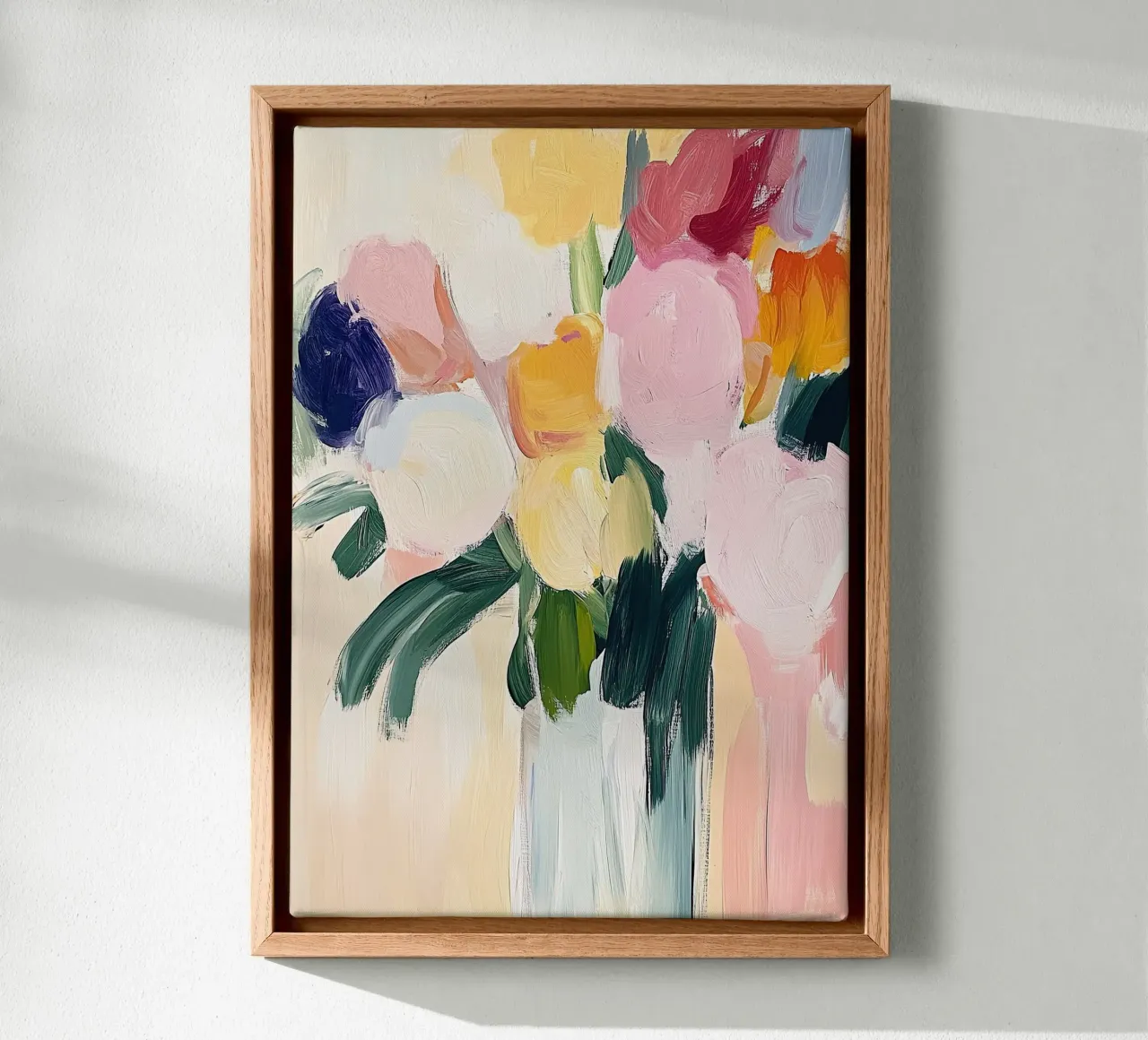 Bloem Abstract Minimalistisch Schilderij Vaas canvas met Baklijst van Euphoria Theresa