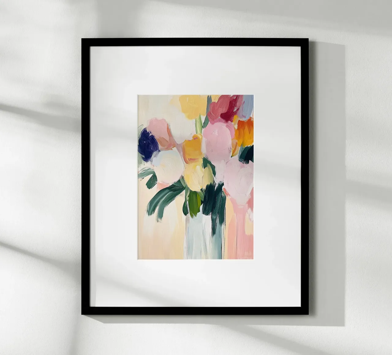 Bloem Abstract Minimalistisch Schilderij Vaas poster met kunststof frame van Euphoria Theresa