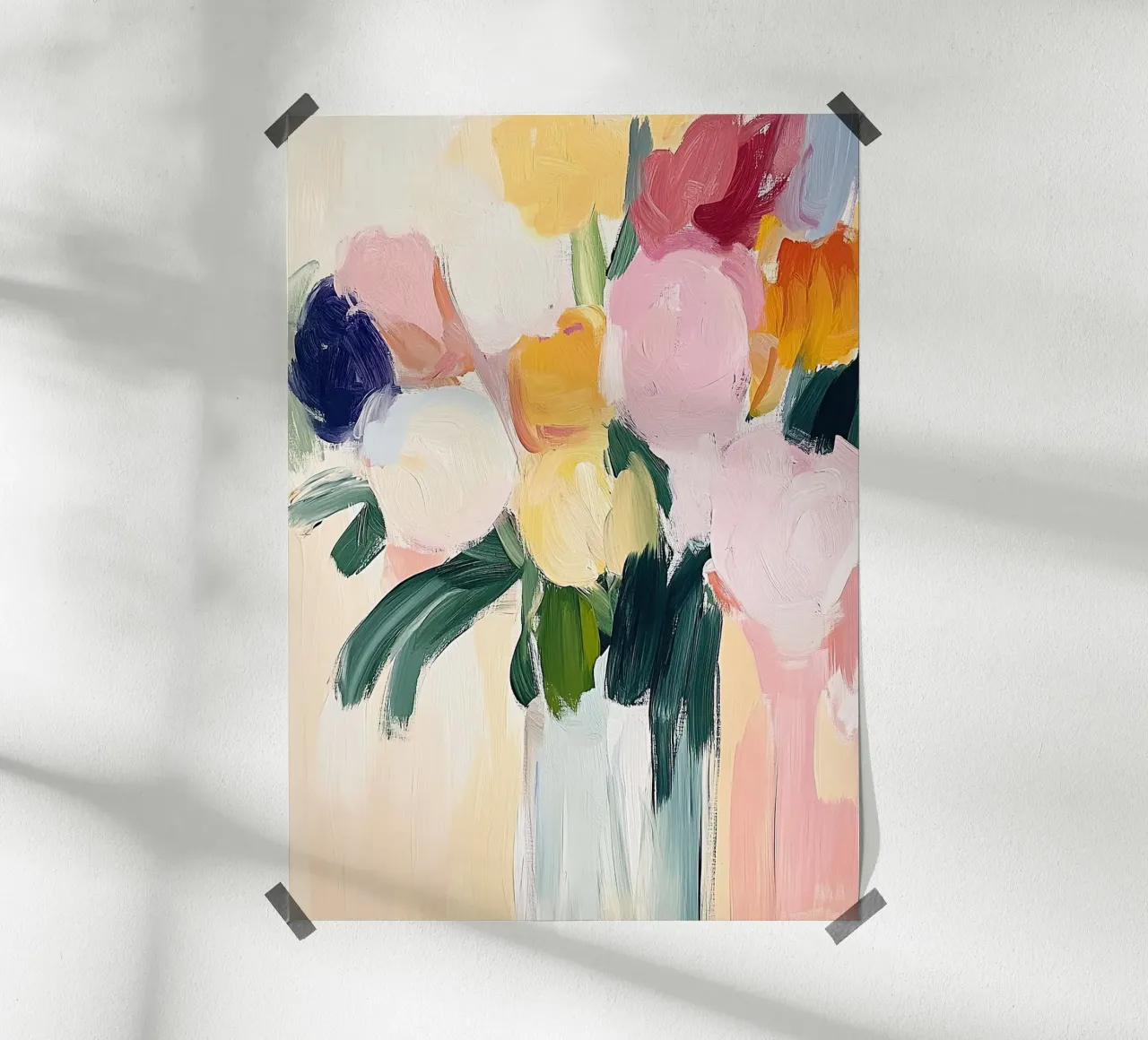 Bloem Abstract Minimalistisch Schilderij Vaas poster met kunststof frame van Euphoria Theresa