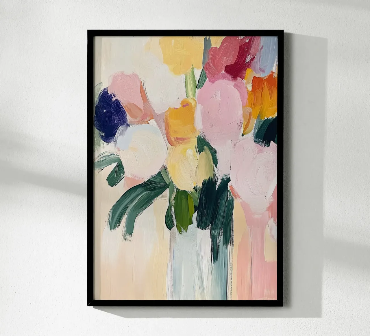 Bloem Abstract Minimalistisch Schilderij Vaas poster met kunststof frame van Euphoria Theresa